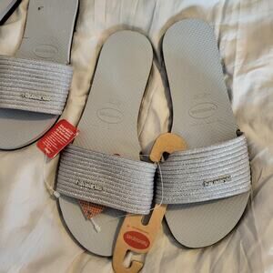 NEW Havaianas Slides Malta Metallic Sandals Womens size 12W